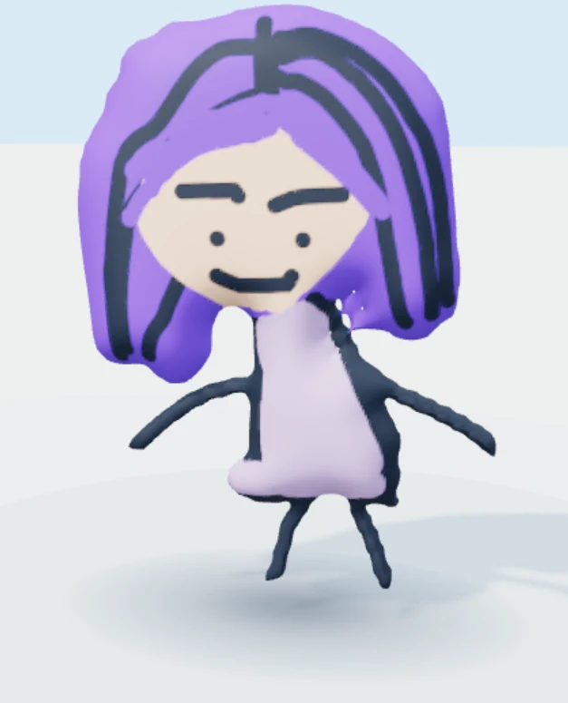 The same drawing brought into PLIXUNO as a 3D character