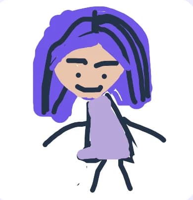 The original hand-drawn purple-haired character